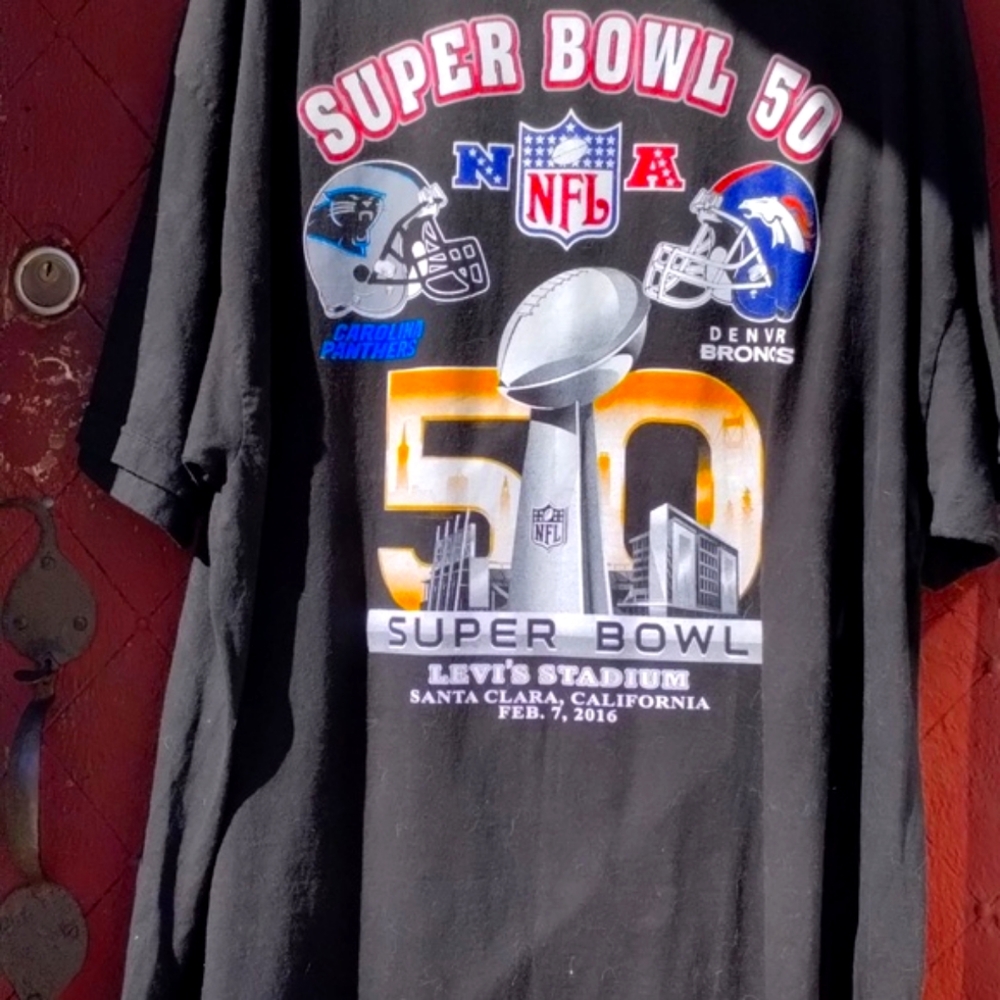 SUPERBOWL 50 Tee: Both team's game scores that brought them to Superbowl in 2016